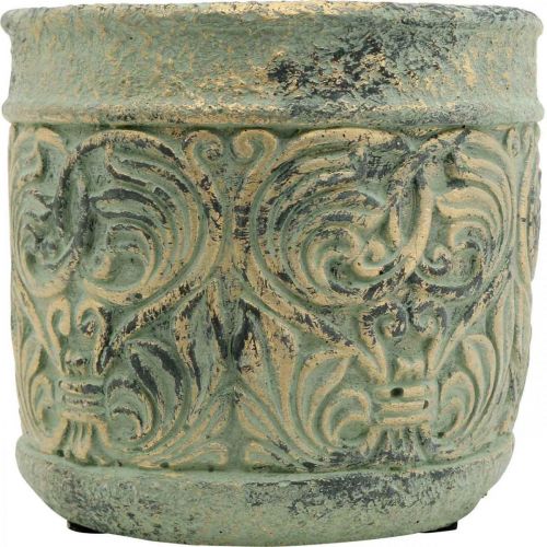 Floristik24 Doniczka antyczna zielona, złota doniczka betonowa Ø11cm W12,5cm