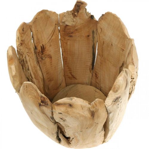 Floristik24 Doniczka z drewna paulownia, doniczka, dekoracja z drewna wys.32cm Ø28cm