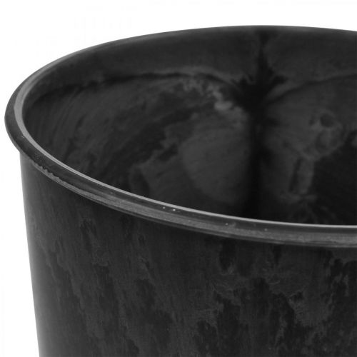 Floristik24 Wazon stołowy Wazon Czarny Plastik Antracyt Ø15cm W24cm