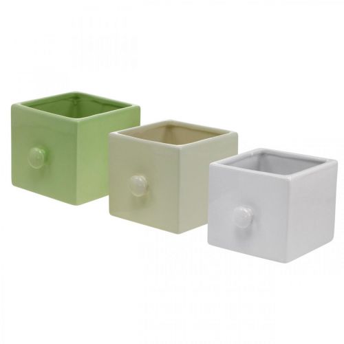 Doniczka ceramiczna, szuflada do sadzenia, kwadratowa, 12×10,5×9,5cm 3szt