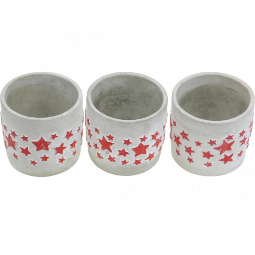Produkt Dekoracja ceramiczna wzór gwiazdy, doniczka, wygląd betonu, dekoracja adwentowa Ø10,5cm H9,5cm 3szt.