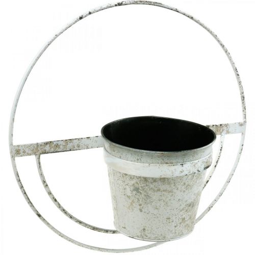 Produkt Doniczka shabby chic dekoracja ścienna biały metal z zawieszeniem Ø37cm
