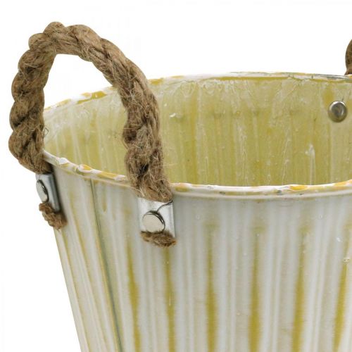 Produkt Metalowa doniczka, wiosenna dekoracja, doniczka z uchwytami Yellow Shabby Chic Ø18cm W17,5cm
