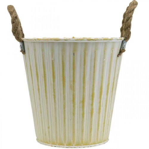 Produkt Metalowa doniczka, wiosenna dekoracja, doniczka z uchwytami Yellow Shabby Chic Ø18cm W17,5cm