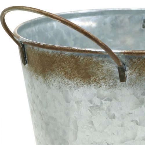 Produkt Doniczka z uchwytami, dekoracyjna dekoracja miski rdza, metalowe naczynie srebrne Ø26cm W25,5cm