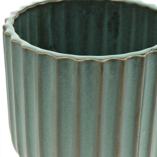 Floristik24 Doniczka, Ceramiczne naczynie, Cachepot Wavy Green, Brown Ø11,5cm H12,5cm