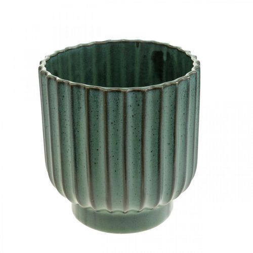 Floristik24 Ceramiczna doniczka, dekoracja kwiatowa, Cachepot Wavy Green, Brown Ø15,5cm H16,5cm