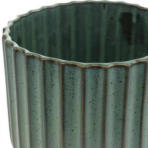 Floristik24 Ceramiczna doniczka, dekoracja kwiatowa, Cachepot Wavy Green, Brown Ø15,5cm H16,5cm