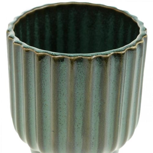 Floristik24 Mini Doniczka, Ceramiczna doniczka, Falista Zieleń, Brąz Ø8cm H8,5cm