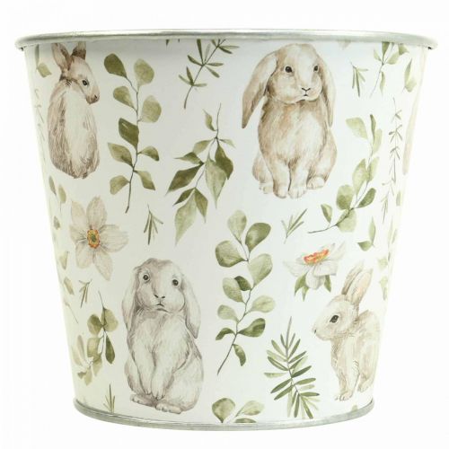 Floristik24 Doniczka wielkanocna z zajączkiem metalowa doniczka Ø14cm wys.12,5cm