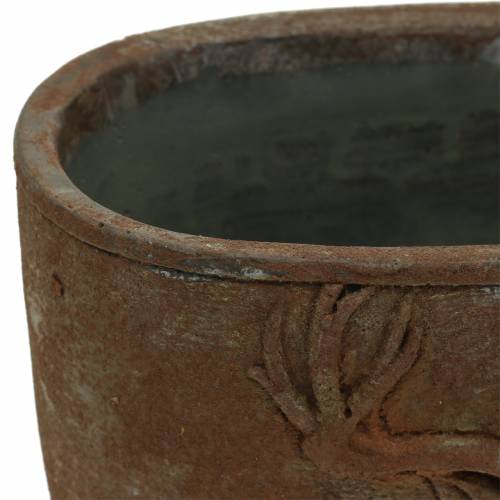 Floristik24 Donica rdza patyna z głową jelenia 24cm x 14cm H13cm