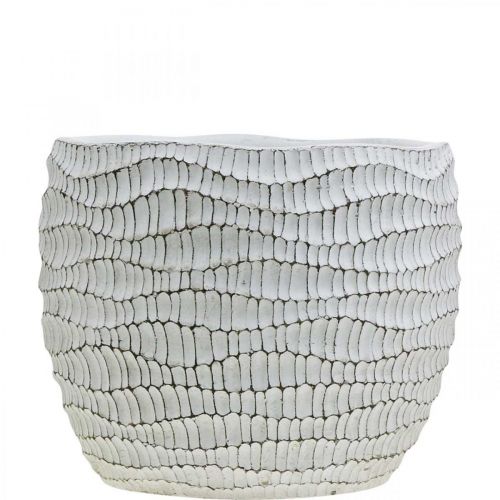 Produkt Donica betonowa biała Vintage o strukturze plastra miodu, dekoracyjna doniczka H15cm Ø15cm