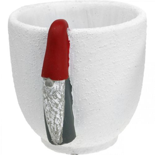 Produkt Doniczka świąteczna z Impem, dekoracja adwentowa, doniczka betonowa biała, czerwona Ø8cm H12,5cm 2szt.
