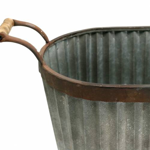 Floristik24 Doniczka z uchwytami owalna metalowa 45/50/60cm zestaw 3