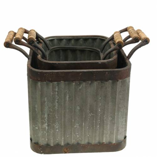 Produkt Kwietnik z uchwytami kwadratowy styl industrialny 36/31,5/24cm zestaw 3 szt.