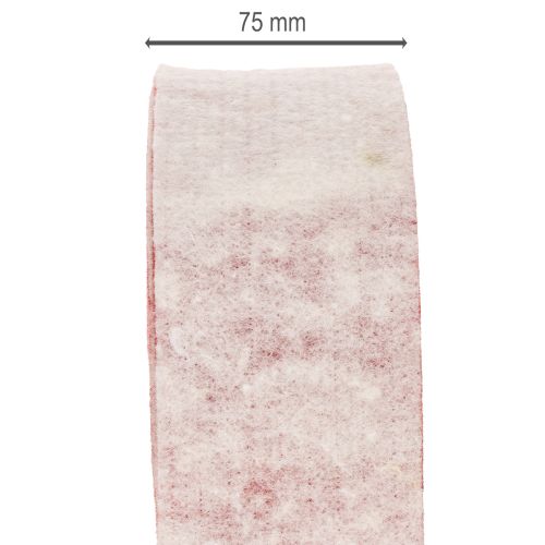 Dwukolorowa zawieszka do garnków wykonana ze 100% wełny, jako dekoracyjna wstążka filcowa, biało-czerwona, szerokość 7,5 cm, długość 5 m | Floristik24.pl