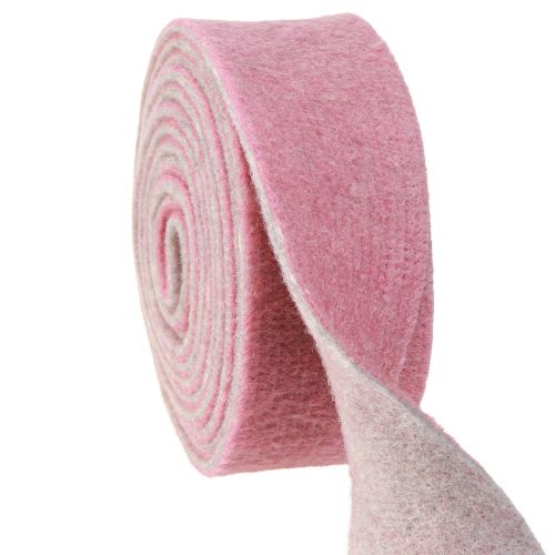 Produkt Wstążka dekoracyjna do garnka Wstążka ozdobna filc wełniany wełniany stary róż szary 7,5cm 5m