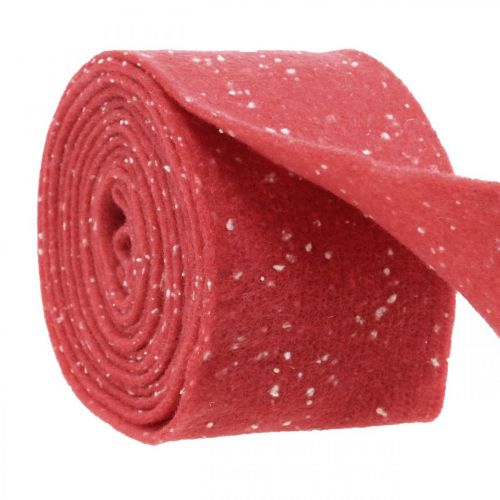 Floristik24 Wstążka filcowa czerwona w kropki, wstążka dekoracyjna, taśma garnkowa, filc wełniany jasnoczerwony, biały 15cm 5m