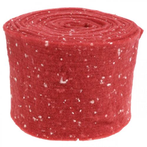 Floristik24 Wstążka filcowa czerwona w kropki, wstążka dekoracyjna, taśma garnkowa, filc wełniany jasnoczerwony, biały 15cm 5m