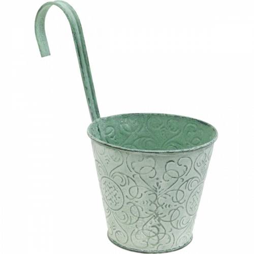 Doniczka do zawieszenia w stylu vintage doniczka zielona biała myta Ø11.5cm