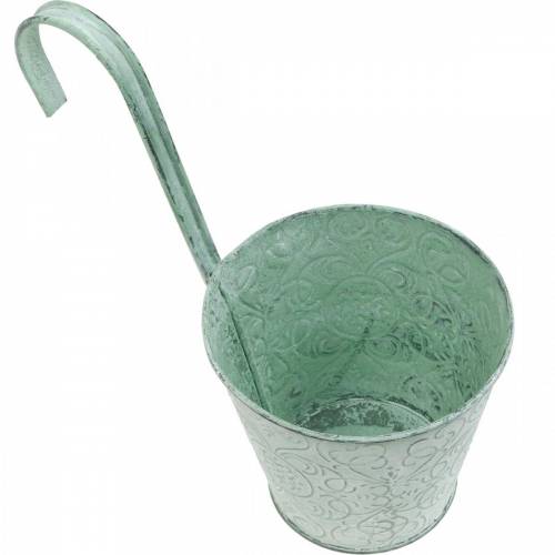 Floristik24 Doniczka do zawieszenia w stylu vintage doniczka zielona biała myta Ø11.5cm