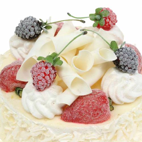 Floristik24 Sztuczny tort kremowy z jagodami Ø15cm W11,5cm