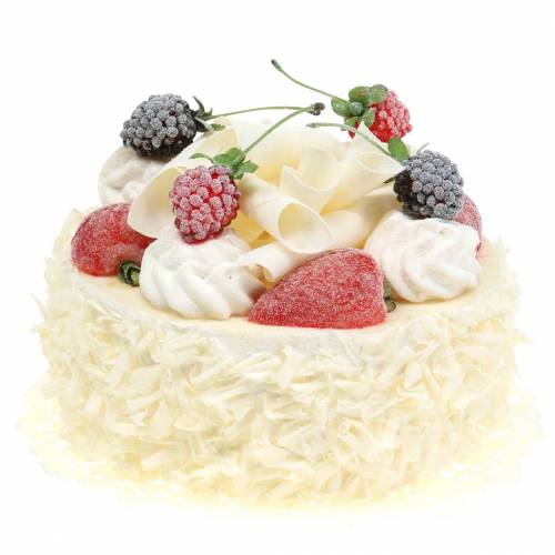 Floristik24 Sztuczny tort kremowy z jagodami Ø15cm W11,5cm