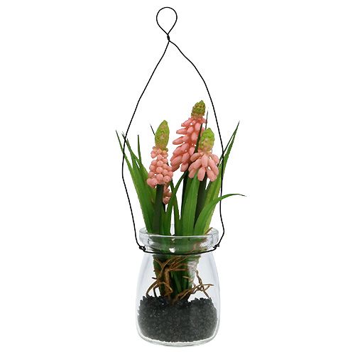 Floristik24 Hiacynt winogronowy sztuczny róż w kieliszku 16cm