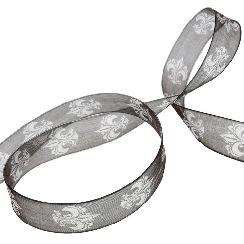 Floristik24 Wstążka żałobna czarna z wzorem 25mm 20m