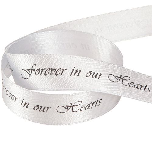 Produkt Wstążka żałobna srebrno-czarna z napisem Forever in... 25mm 25m
