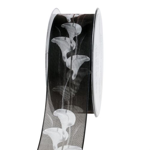 Wstążka żałobna czarna z Calla 40mm 15m