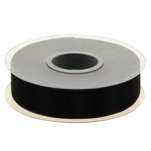 Produkt Wstążka z organzy żałobnej z lamówką czarna 25mm 50m
