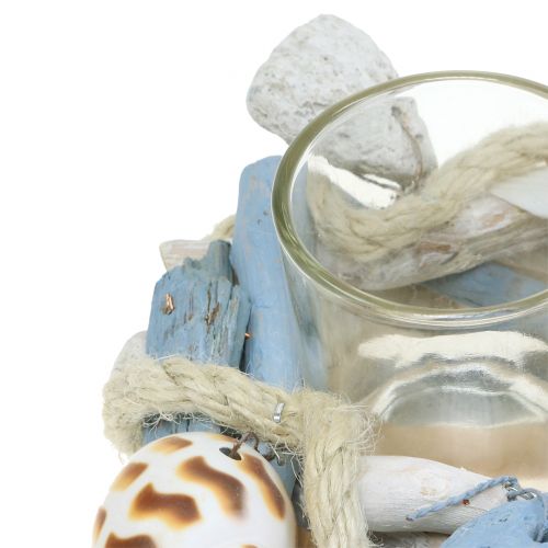 Floristik24 Świecznik z drewna dryfującego z podgrzewaczem szklanym Ø12cm H8cm