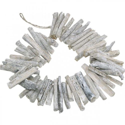 Floristik24 Driftwood Girlanda Maritime Deco Wood Washed White 80cm