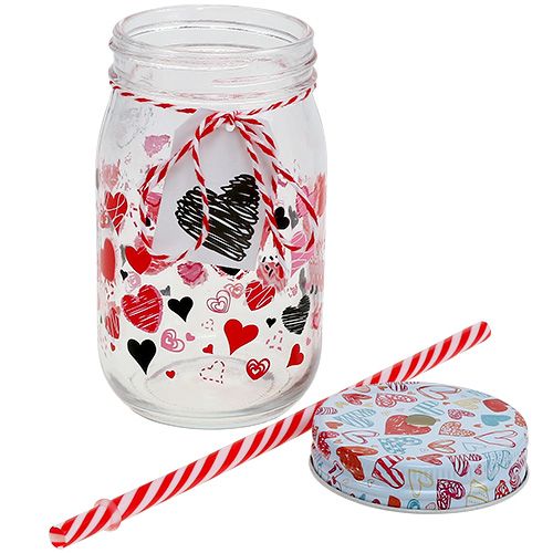Floristik24 Szklanka do picia z pokrywką i słomką H13,5cm 2szt.