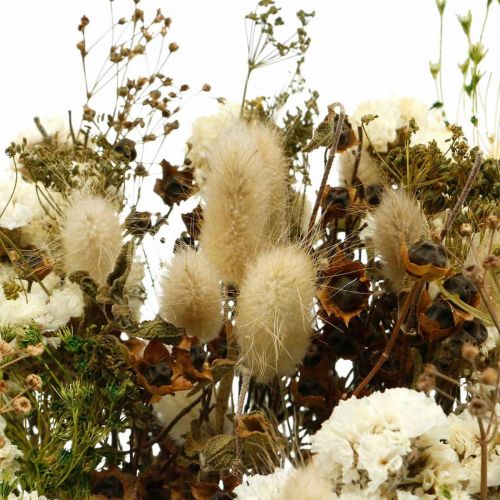 Floristik24 Bukiet suszonych kwiatów z trawami łąkowymi biały, zielony, brązowy 125g suszona florystyka
