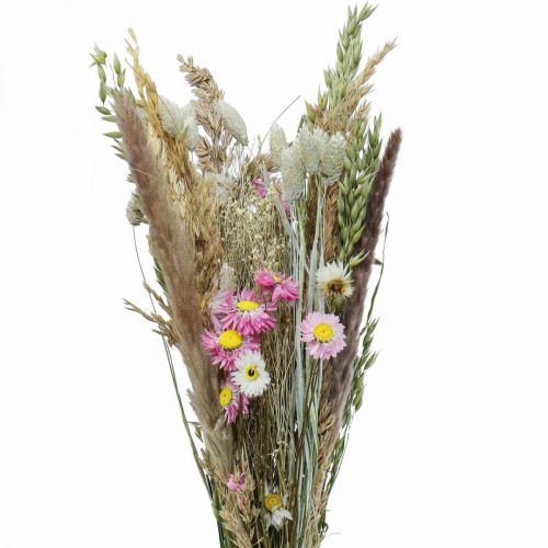Bukiet suszonych kwiatów trawy Phalaris słomiane kwiaty różowe 60cm 110g