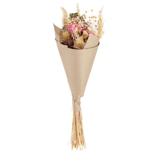 Floristik24 Bukiet suszony lotos len oset różowy krem 50cm 100g