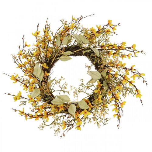 Floristik24 Wianek na drzwi forsycja wianek sztuczny deco żółty Ø48cm