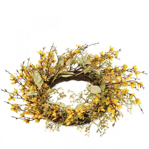 Floristik24 Wianek na drzwi forsycja wianek sztuczny deco żółty Ø48cm