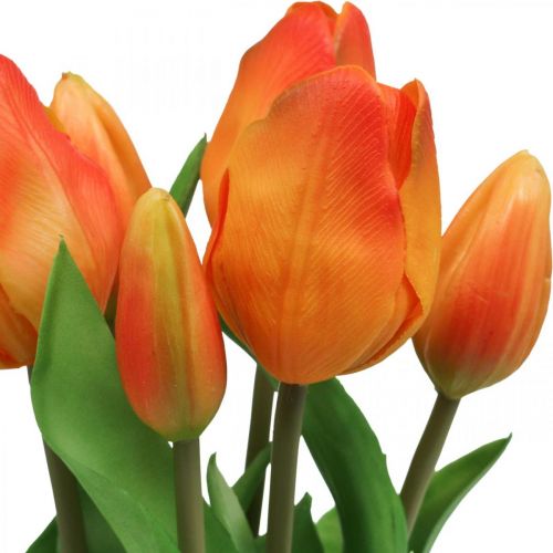 Floristik24 Sztuczny tulipan pomarańczowy sztuczny bukiet kwiatów 38 cm 7 sztuk