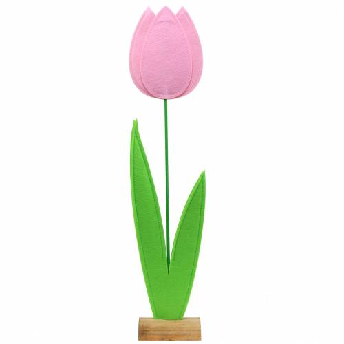 Filcowy kwiat tulipan różowy dekoracja witryny sklepowej H88cm
