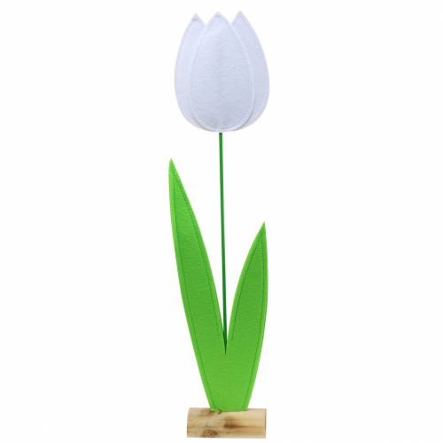 Floristik24 Filcowy kwiat tulipan biały H88cm