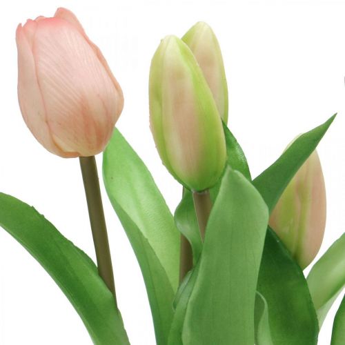 Produkt Tulipan różowy, zielony w doniczce Sztuczna roślina doniczkowa dekoracyjna tulipan wys.23cm