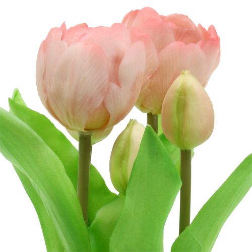 Produkt Sztuczne Kwiaty w Doniczce Sztuczne Tulipany Różowo-Żółte 22,5cm