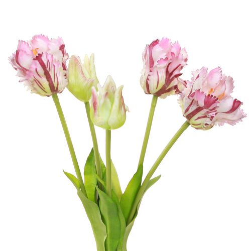 Produkt Tulipany sztuczne tulipany papugi fioletowy bukiet z 5 kwiatami 40cm