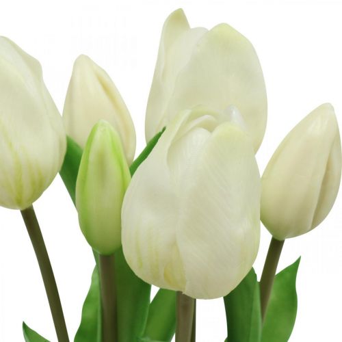 Produkt Sztuczne Tulipany Biało-kremowe Real Touch 38cm 7 szt