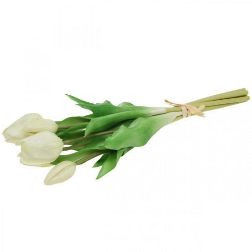 Produkt Sztuczne Tulipany Biało-kremowe Real Touch 38cm 7 szt