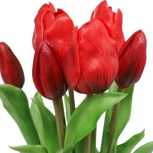 Produkt Tulipan czerwony sztuczny kwiat tulipan ozdoba Real Touch 38cm pakiet 7 sztuk