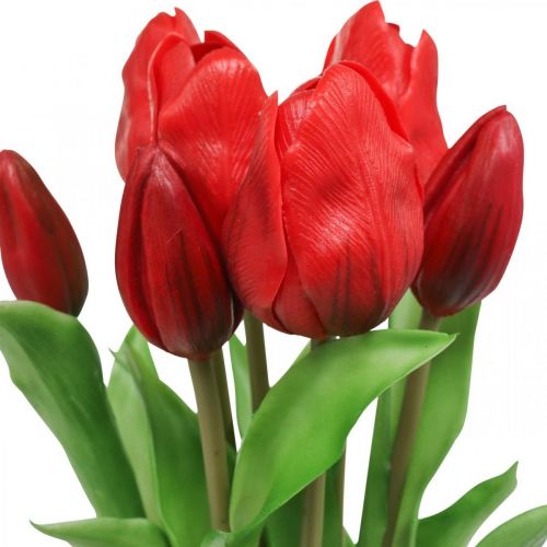 Floristik24 Tulipan czerwony sztuczny kwiat tulipan ozdoba Real Touch 38cm pakiet 7 sztuk